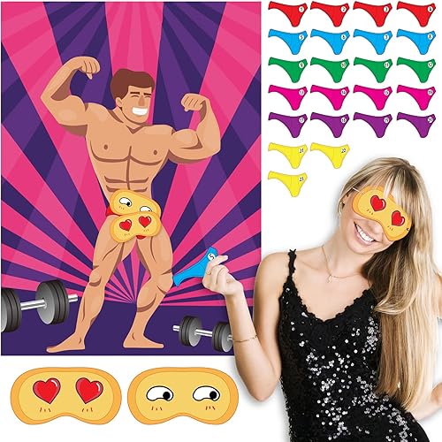 ASTARON Pin The Pants Juegos de fiesta, juegos de despedida de soltera, póster grande para 24 jugadores, juegos de fiesta, juegos de fiesta para