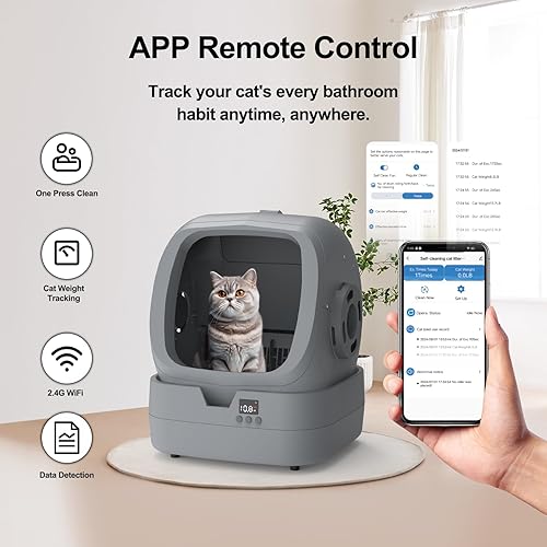 Miniatura 2 de Caja de arena automática autolimpiante, control de aplicación y monitoreo de peso, 86L ultra silenciosa, multi-gato, monitor de salud inteligente,