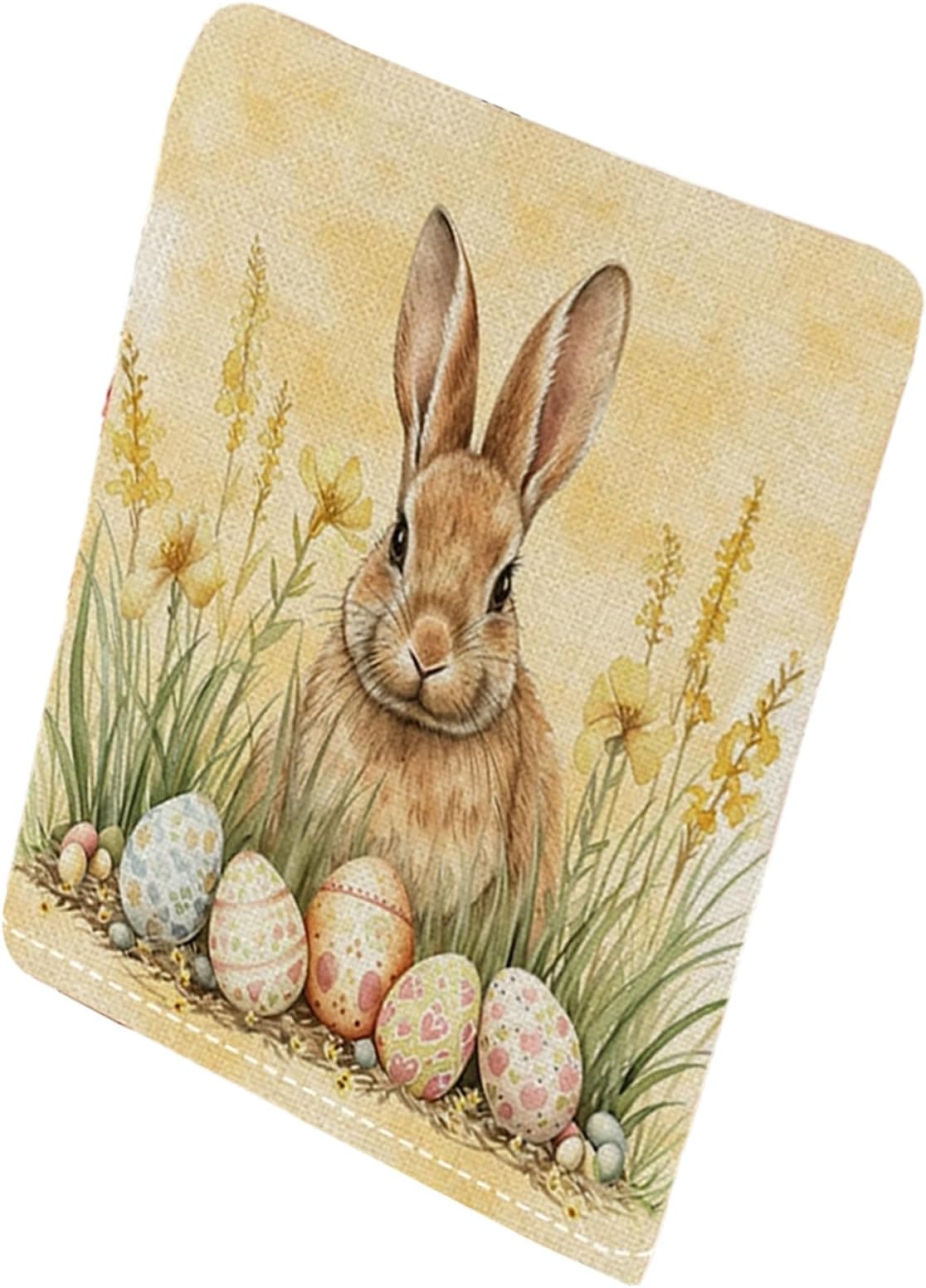 Plush Dining Chair Cover Features Easter Rabbits Print Protective for Family and Decoration Easter Celebration Rabbits Pattern Plush Chair Slipcover Designs for Home Decoration and Party Use