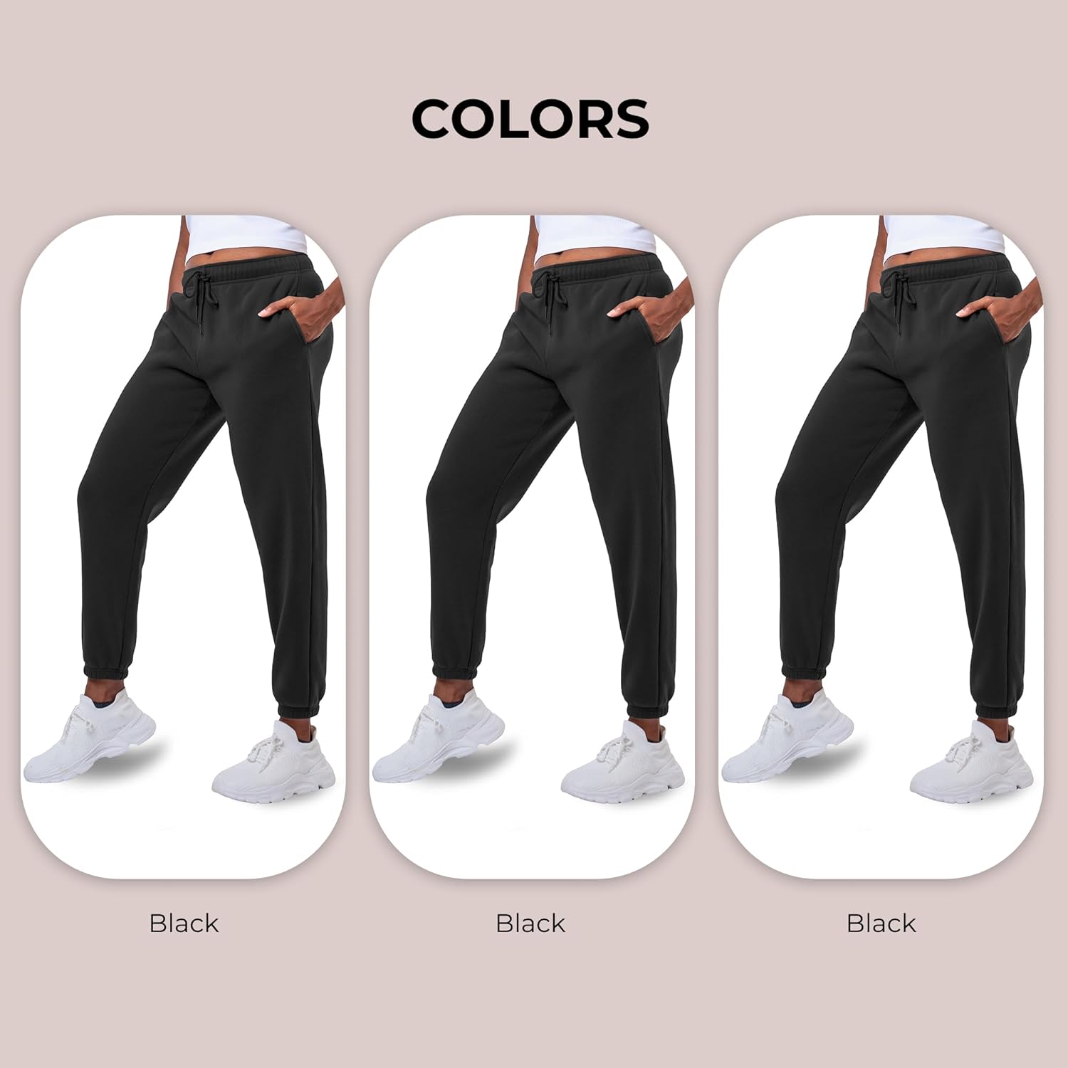 Common Stitch 3 Pack Sweatpants Women, Comfortable Womens Sweatpants, Fleece Womens Elastic Cuff Joggers (Available in Plus) - Image 3