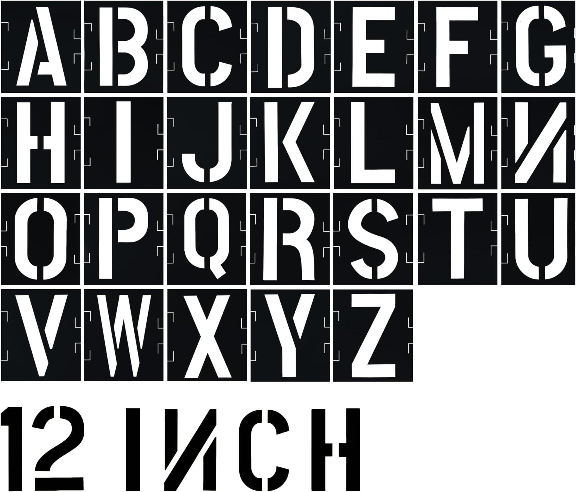 12 Inch Letter Stencils Alphabet Art Craft Interlocking Stencil Kit Plastic Large Size Letter Stencils for Wood Wall Fabric Glass Paper Signage DIY Art Projects