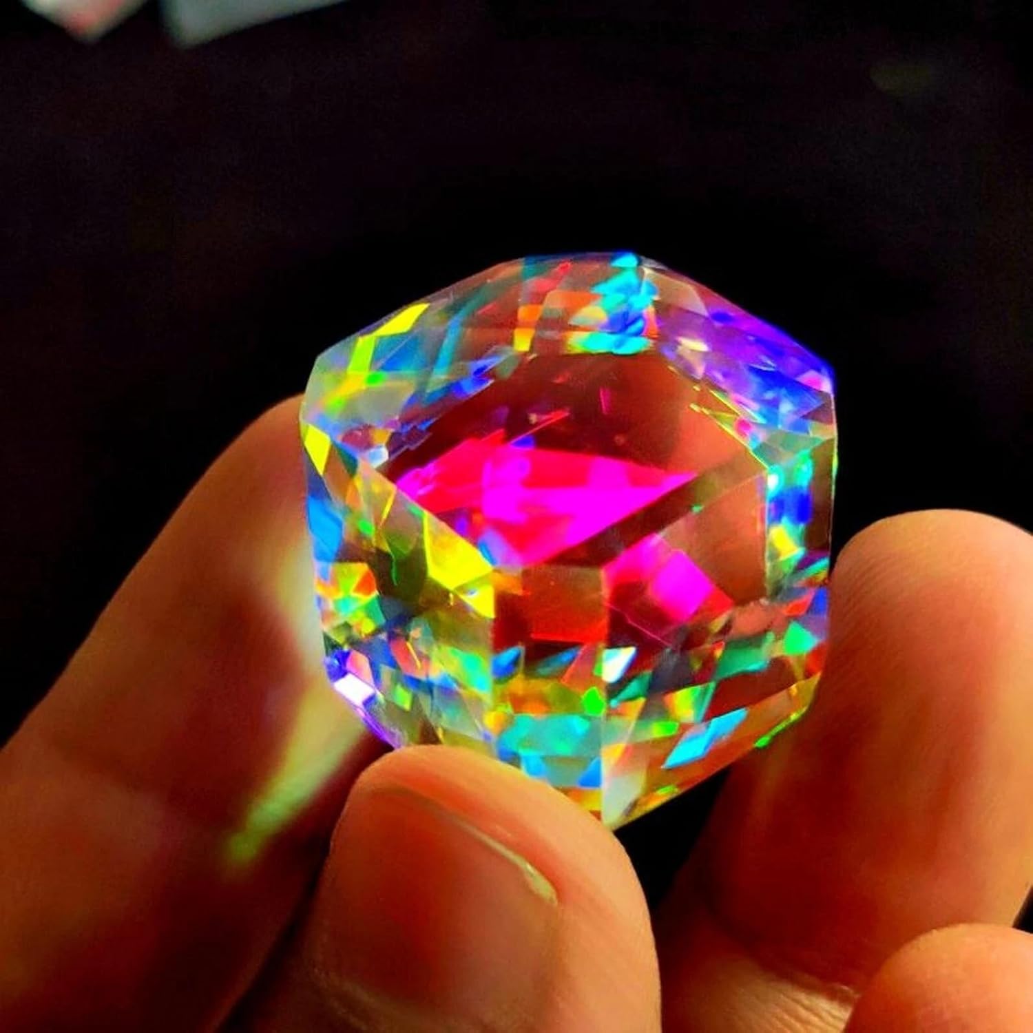 100 Ct Natural Rainbow Color Cube Cut Mystic Topaz Certified Loose Gemstone for Jewellery Making - 24x24x24 MM