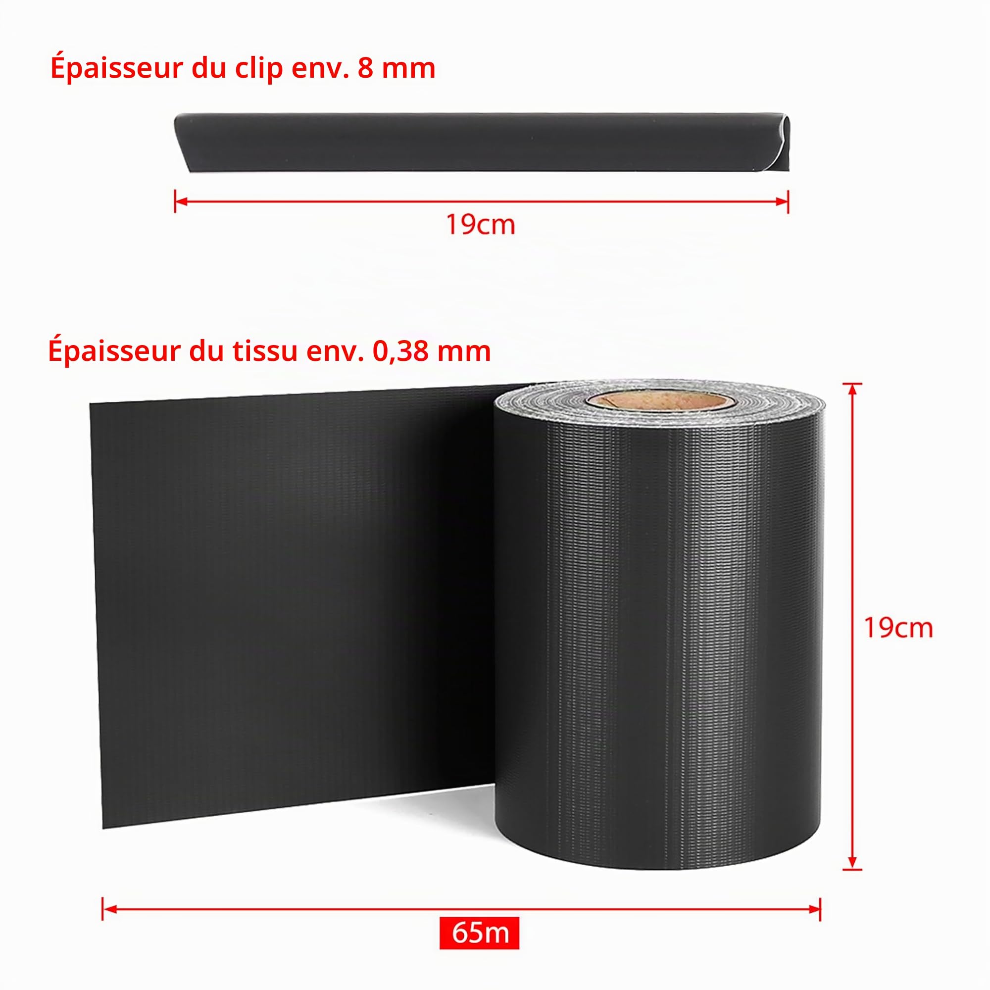 LZQ Bandes brise-vue en PVC extra épaisses, opaques, double fil avec 120 clips de fixation pour clôture de jardin ou balcon, 260 m x 19 cm, Anthracite