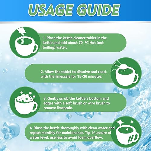 Miniatura 4 de Tableta descalcificadora de hervidor, paquete de 20 limpiadores de hervidores que eliminan la acumulación de agua dura, tabletas de limpieza de
