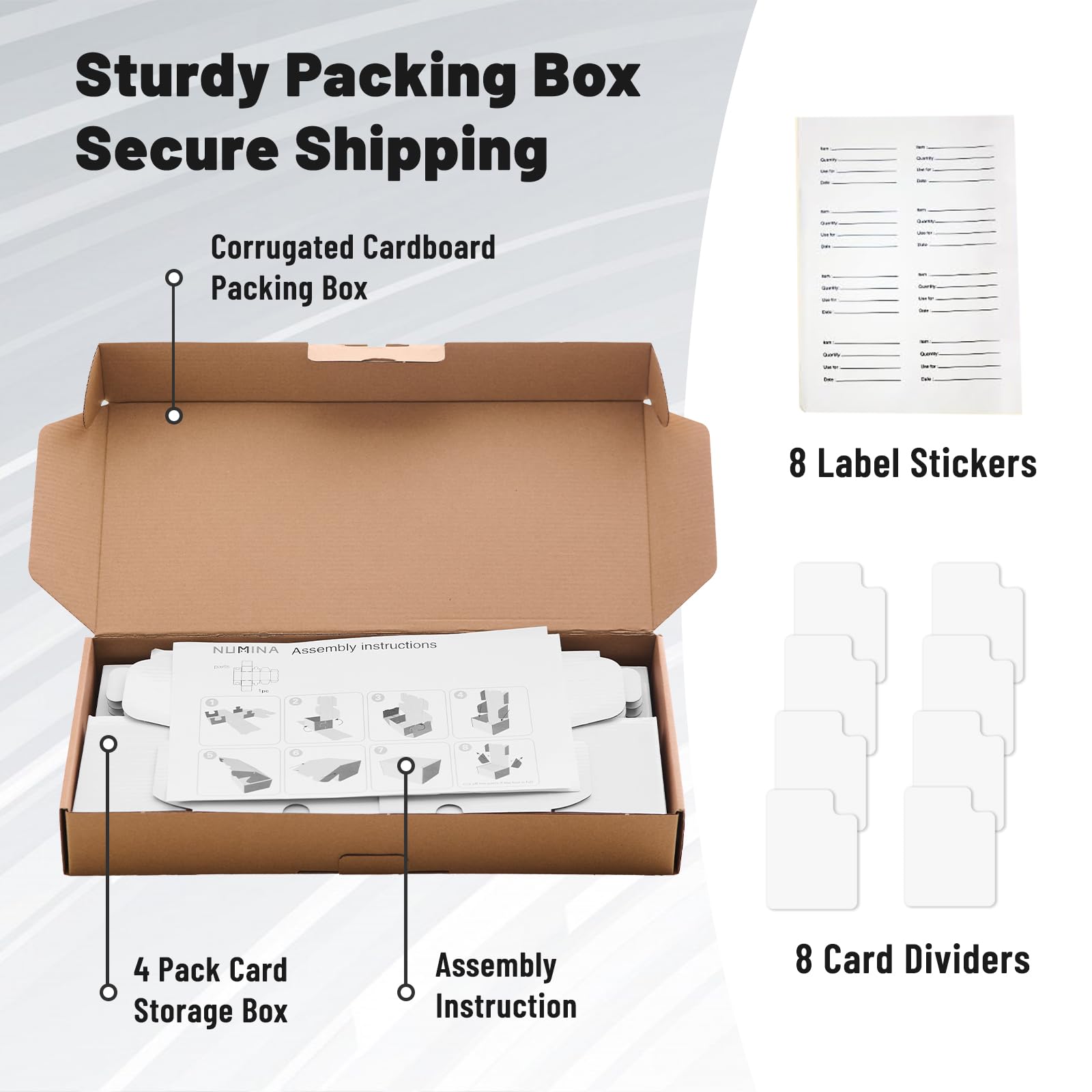 NUMINA Paquete de 4 cajas de almacenamiento de 600 tarjetas organizadoras para colección de tarjetas intercambiables, caja de cartón deportiva resistente, caja de colección de tarjetas de juego con