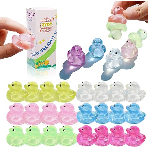 24Pcs Mini Ducks Taba Squishy Fidget Toys Kit, Include Mini Stress Relief Squishy Toys Party, Treasure Box Toys for Classroom Birthday Easter Gifts, Stocking Stuffers for Kids and Teens
