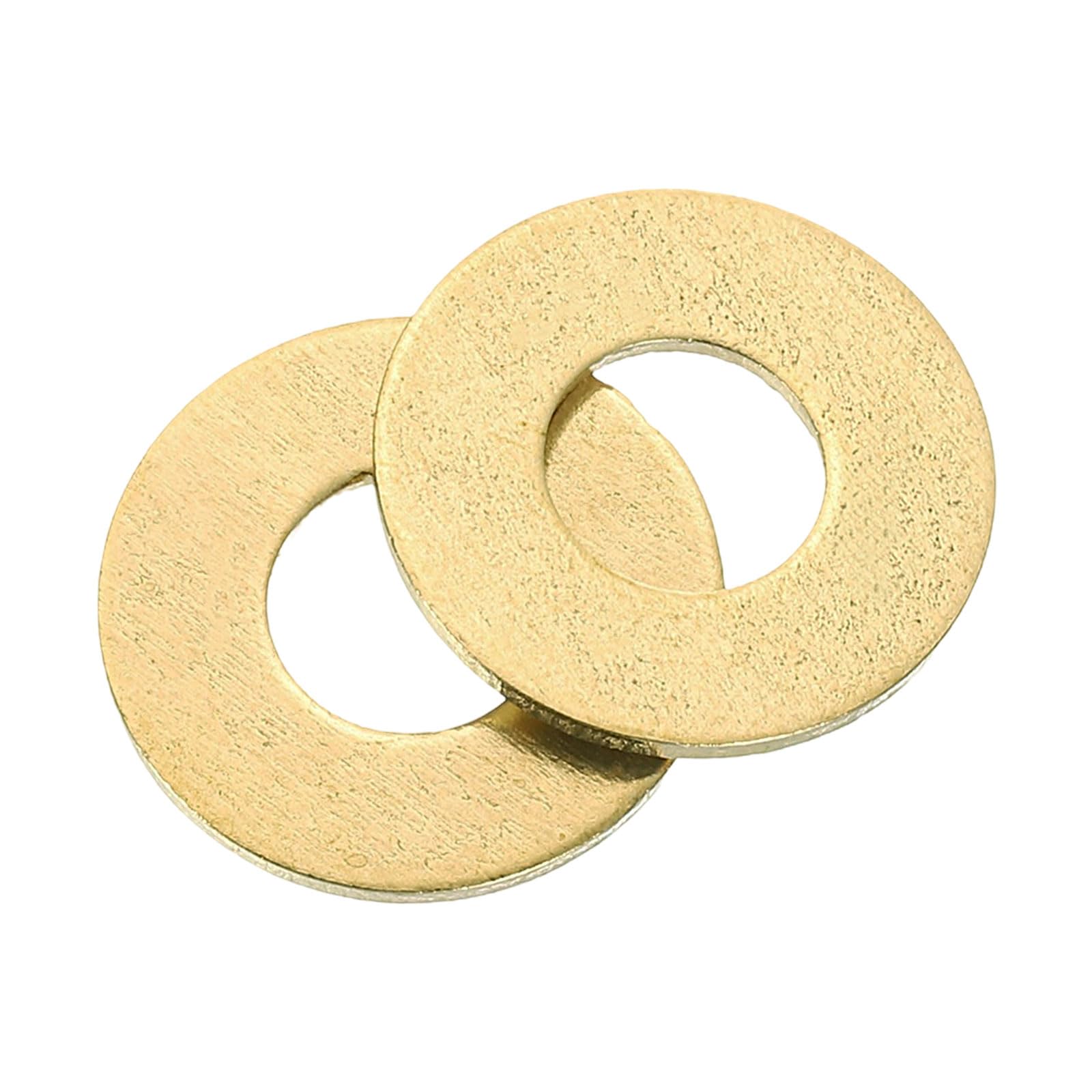 sourcing map M6 Flat Washer, 40 Pcs Brass Ring Flat Washers 14mm OD 1mm Thick Metal Sealing Gasket Ring for Screws Bolts Nuts