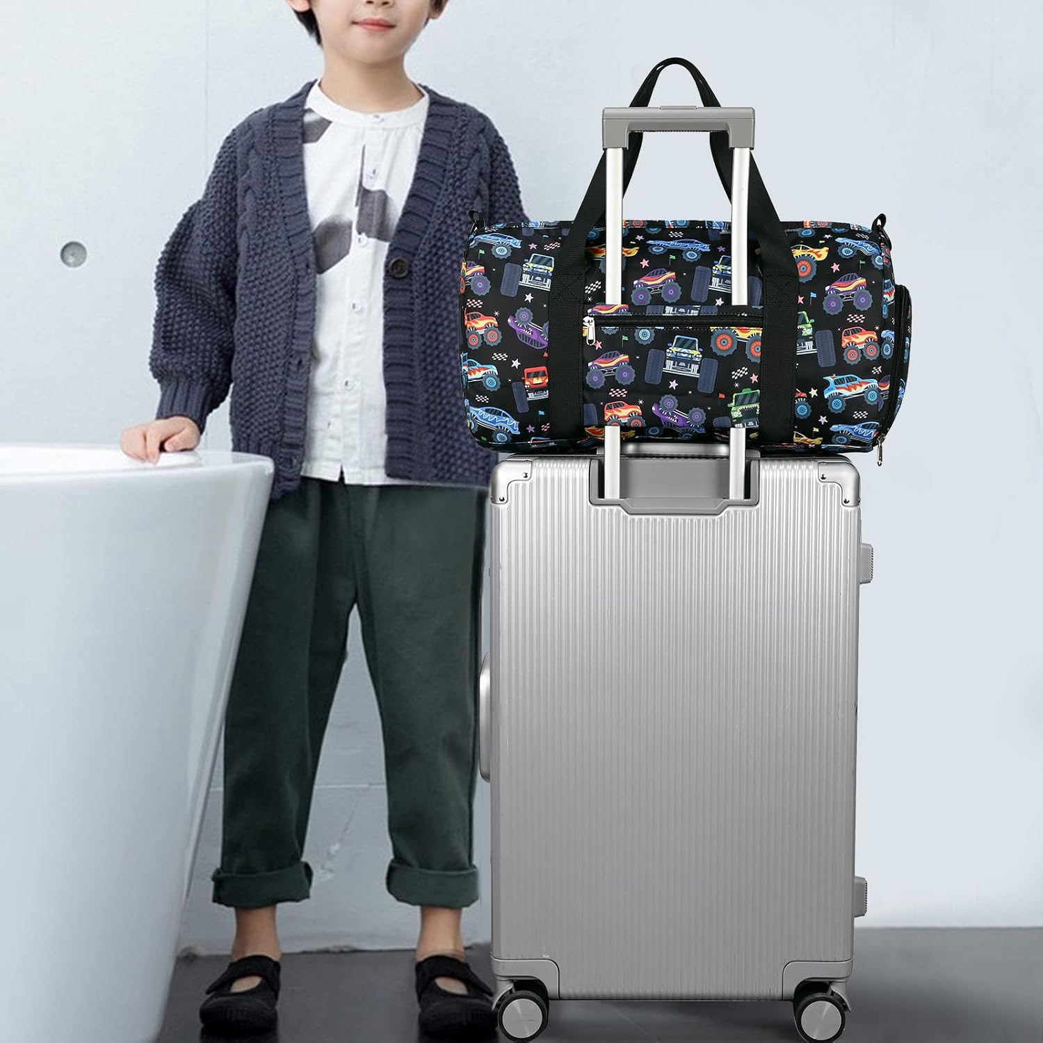 CAMTOP Kids Duffel Bag Boys Toddler Overnight Bag Small Weekender Carry-On Tote for Travel Gym Sport - Image 3