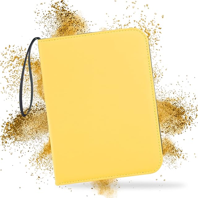 Revspoir Trading Card Binder - 416 Side Loading Pocket, 4 Pocket Trading Card Album Folder with Zipper for Pokemon, Yellow