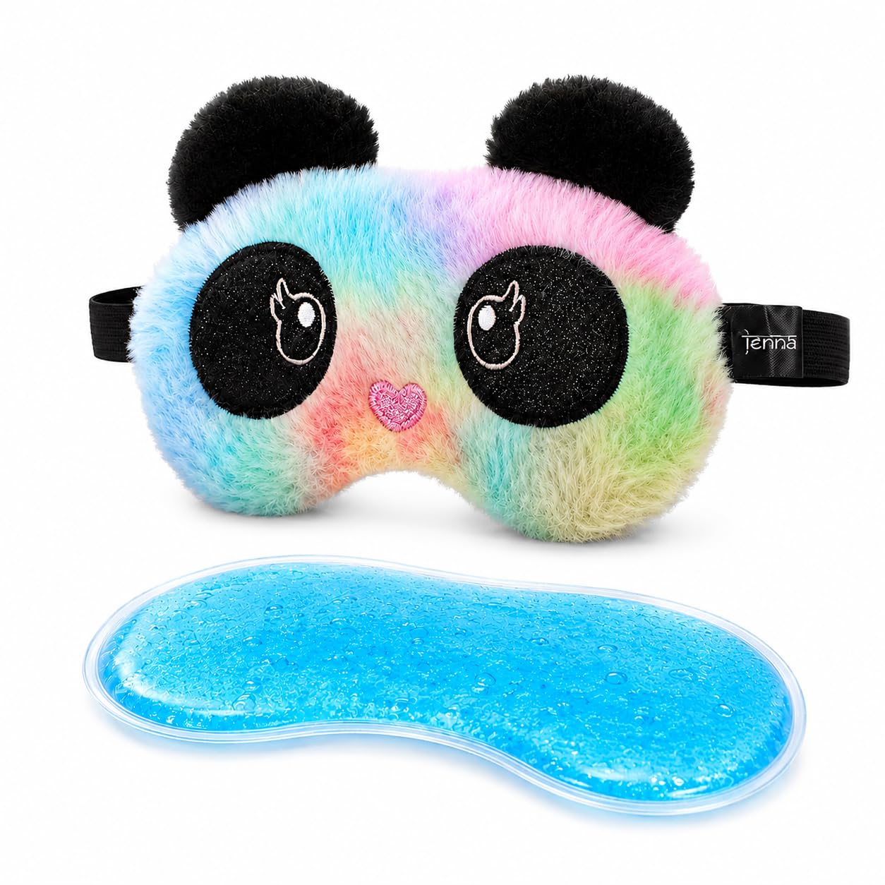 Jenna Eye Mask for Sleeping with Adjustable Strap Super Soft Sleeping Mask Blind Fold for Comfortable Sleep Travelling Sleep Mask Pad for Girls Sleeping (Fuzzy-Multi-Gel)