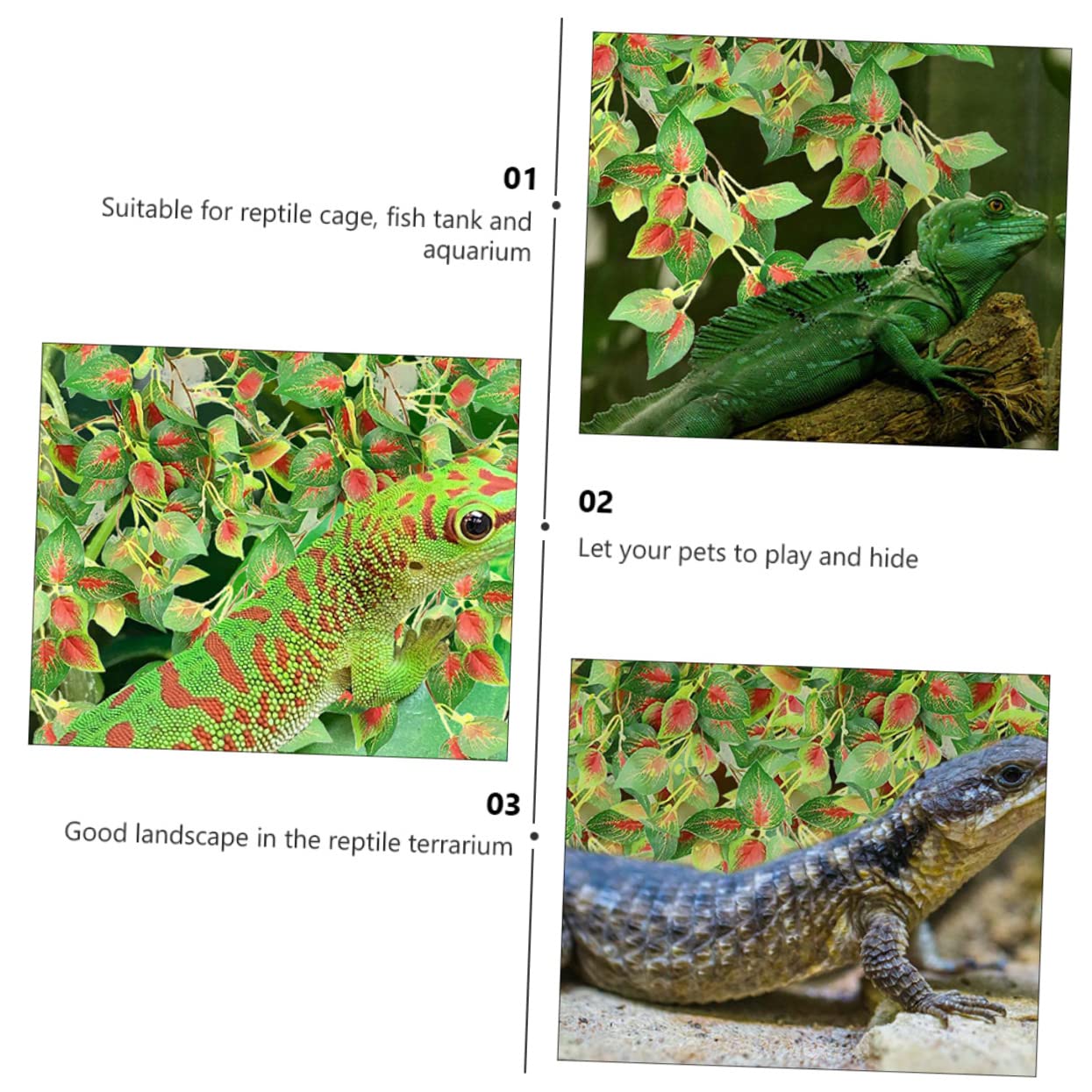 ifundom Artificial Reptile Cage Plant Decoration Lifelike Hanging Leaves for Terrarium and Pet and Simulation Landscape Decor for Snakes and Lizards