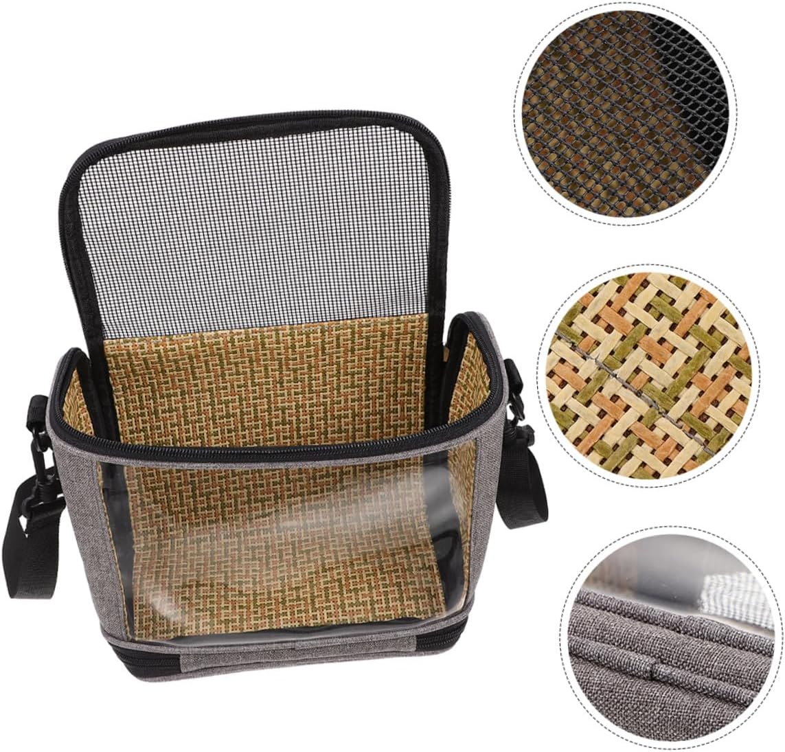 Small Pet Carrier Bag for Hamster and Rat, Portable Breathable Travel Carrier with Zipper, Gray Small Animal Carrying Pouch for Gerbil, Hedgehog, Guinea Pig Outdoors
