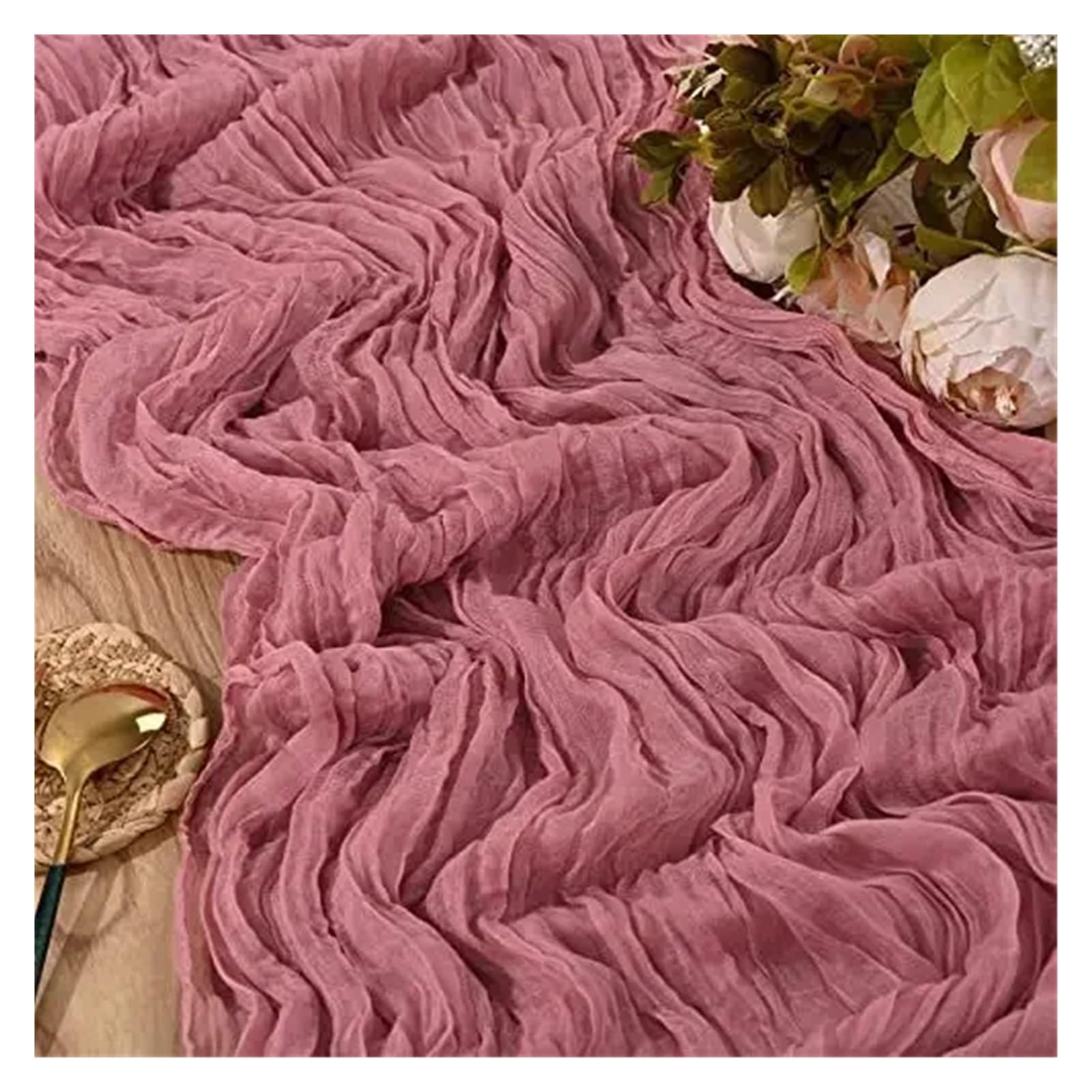 90*300CM Light Pink Cheesecloth Table Runner Gauze Fabric Rustic Sheer Runners Chair Sashes