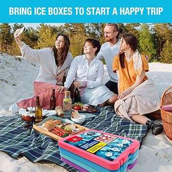 Ice PacksXL Slim Ice Packs (4 Pack/Set),Ice Packs for Lunch Boxes, Quick Freeze Space Saving Reusable Ice Packs for Lunch Boxes or Coolers(Empty Box Without Water)