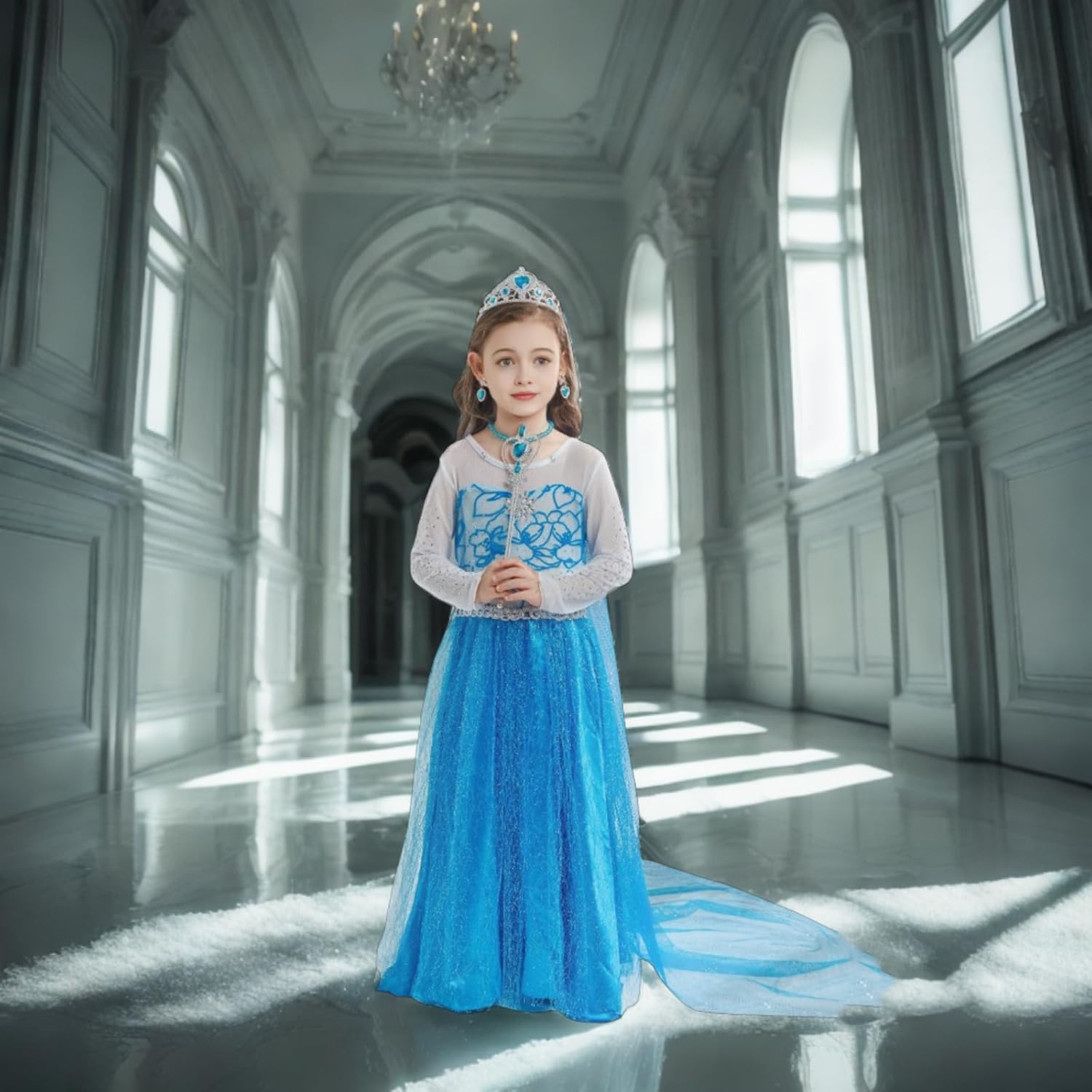 Princess Dress for Girls Halloween Cosplay Costume Princess Dress Up Christmas Fancy Dress Up Birthday Party Outfit