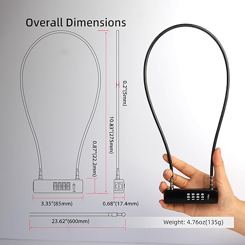 Miniatura 3 de Cerradura combinada para bicicleta, cerradura de combinación de 4 dígitos para puerta de valla al aire libre, caja fuerte para equipaje, scooter,