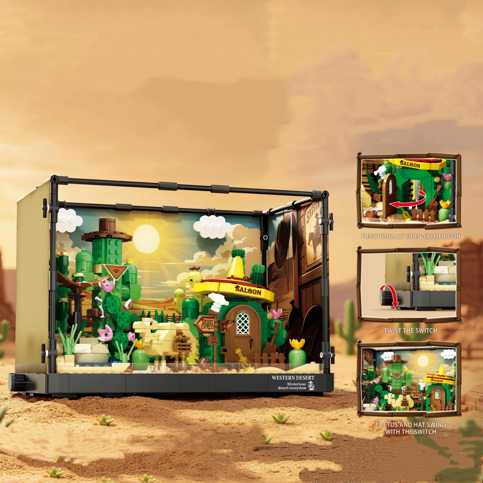 Wüsten-Terrarium Klemmbausteine Set, Western Diorama Modell, 819 Teile