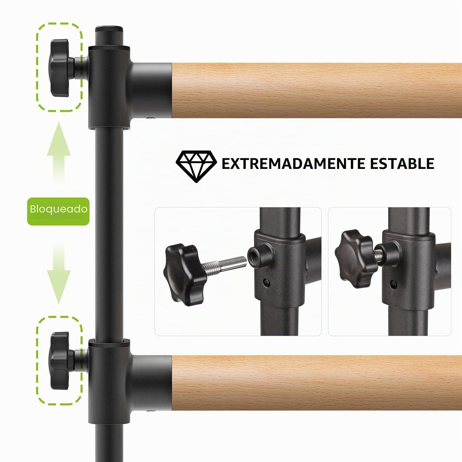 SELEWARE Barra de ballet de altura ajustable, barra de ballet independiente, barra de baile resistente, soporta movimientos de barra, estiramientos corporales, construcción resistente que nunca se
