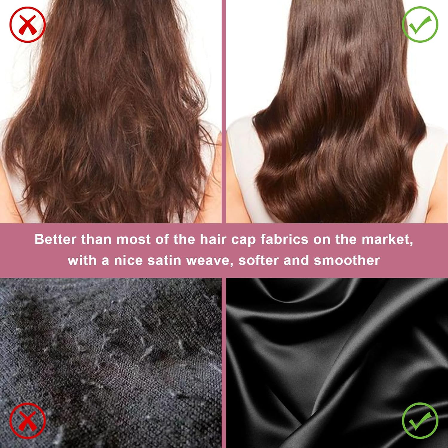 4Pcs Satin Bonnet Silk Bonnet, Hair Bonnet for Sleeping, Elastic Wide Band Silk Sleep Cap, Soft and Breathable - Image 4