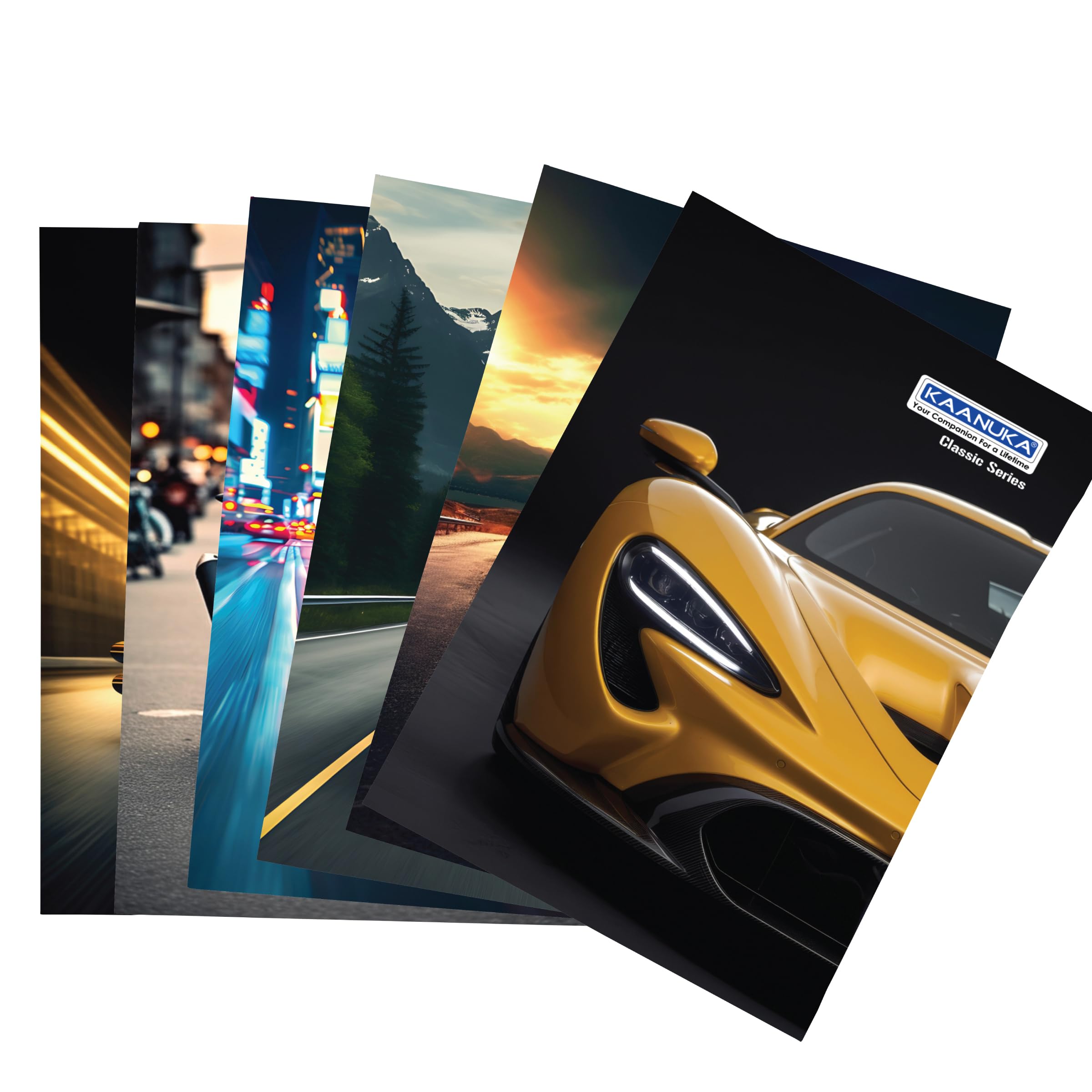KAANUKA Classic Series Long Size Notebook Combo | Pack Of 3 Ruled + 3 Unruled | 140 Pages | 27.2cm × 16.7cm | Pack Of 6 Notebooks For School & College Students | Single Line & Plain Writing Notebooks
