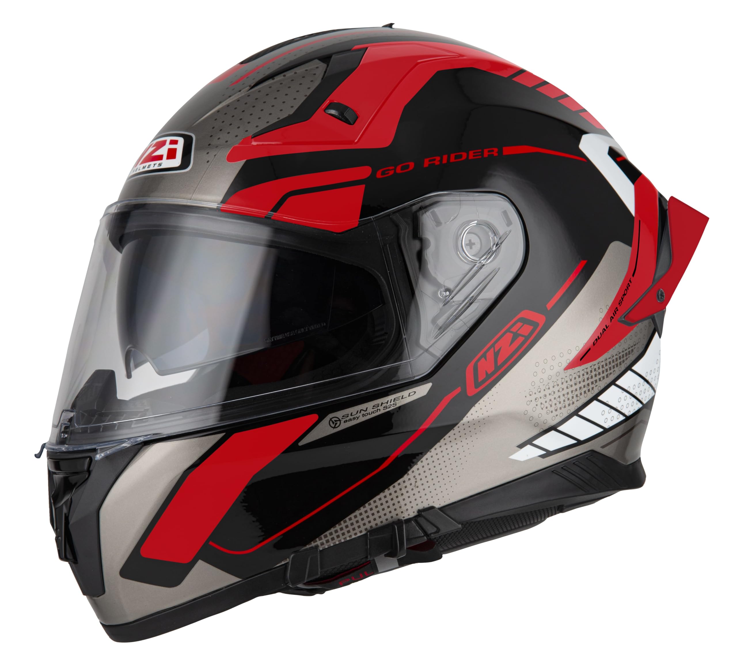 NZI Casco Integral GO Rider, Doble Visera, Pinlock Ready, Preparado para Audio y Vídeo, Homologado R22.06, Adultos