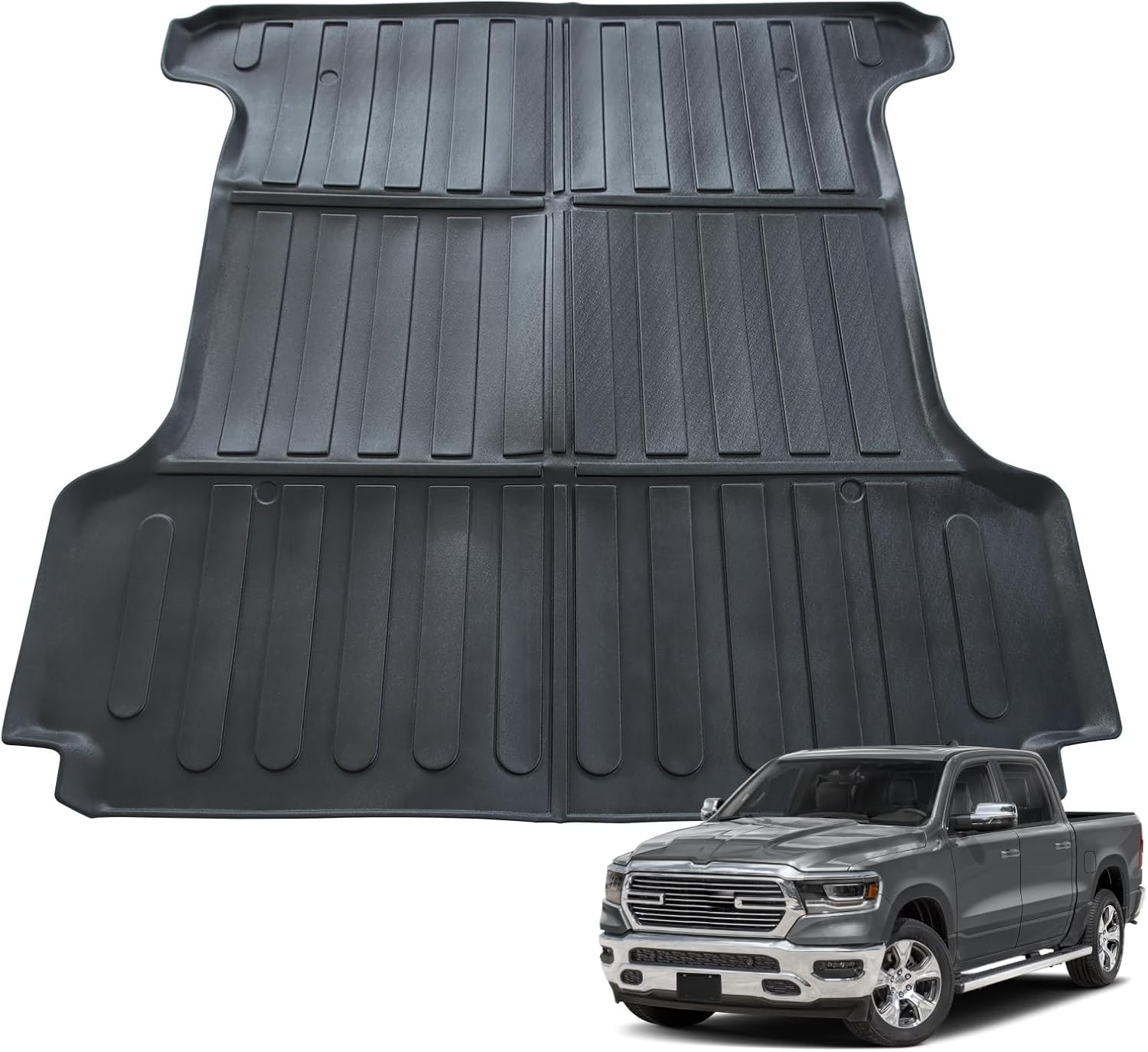 Heavy-Duty Truck Bed Mat Compatible with 2018-2024 Ram1500 Accessories 5.7Ft, Vehicle Bed Mat TPE Liner, All-Weather Protection Rear Cargo Mats