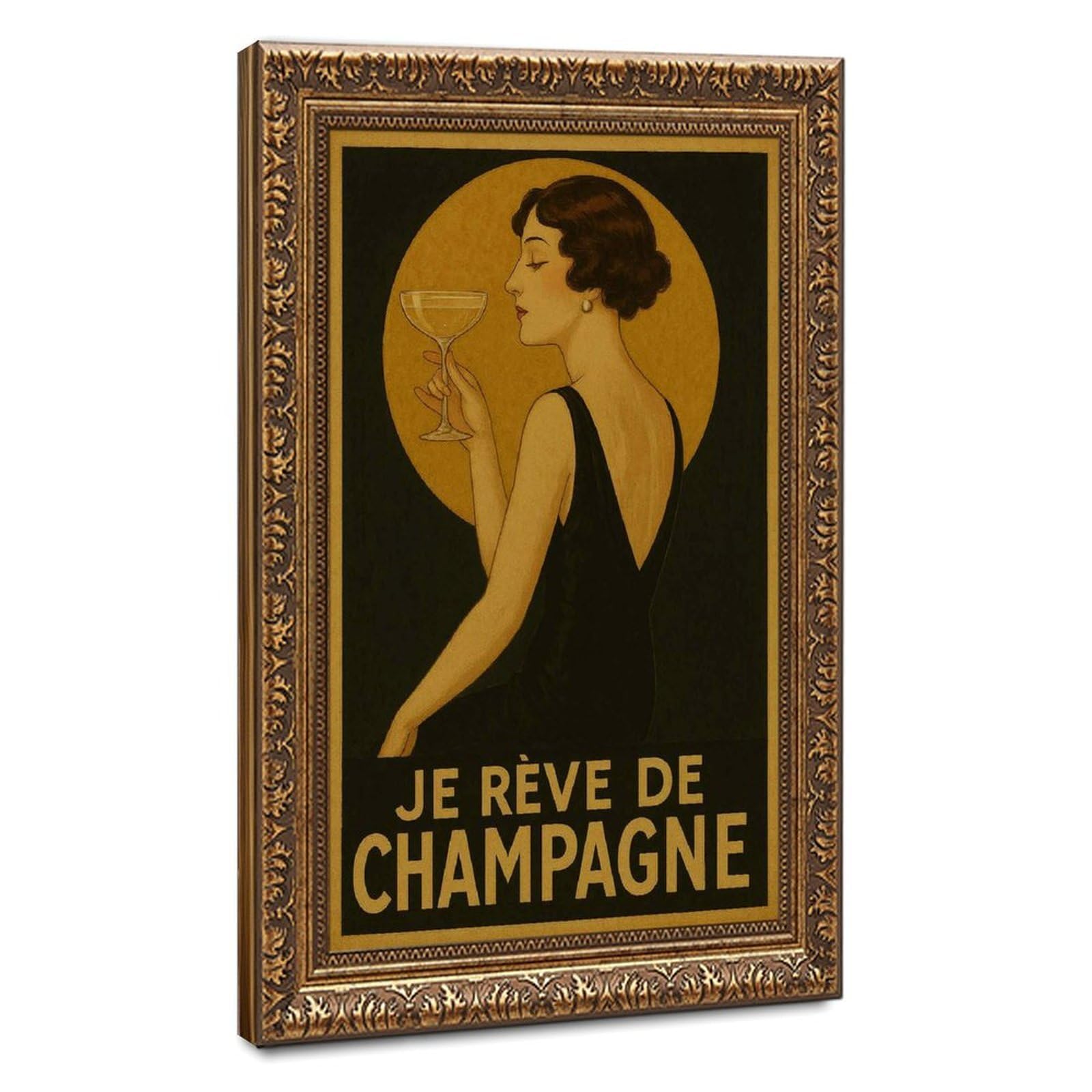 Bareronor Champagne Canvas Poster Bedroom Decor Landscape Office Room Decor Gift 16" L X 24" W