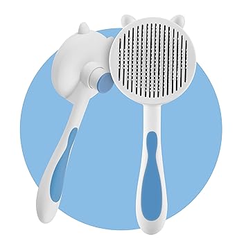 Dog & Cat Brush, Rlihunix Pet Hair Brush Cat Grooming Brush Self Cleaning Slicker Brush For Short And Long Hair Dogs Cats, Shedding Grooming Brush To Remove Loose Hair, Mats, Tangles, Blue