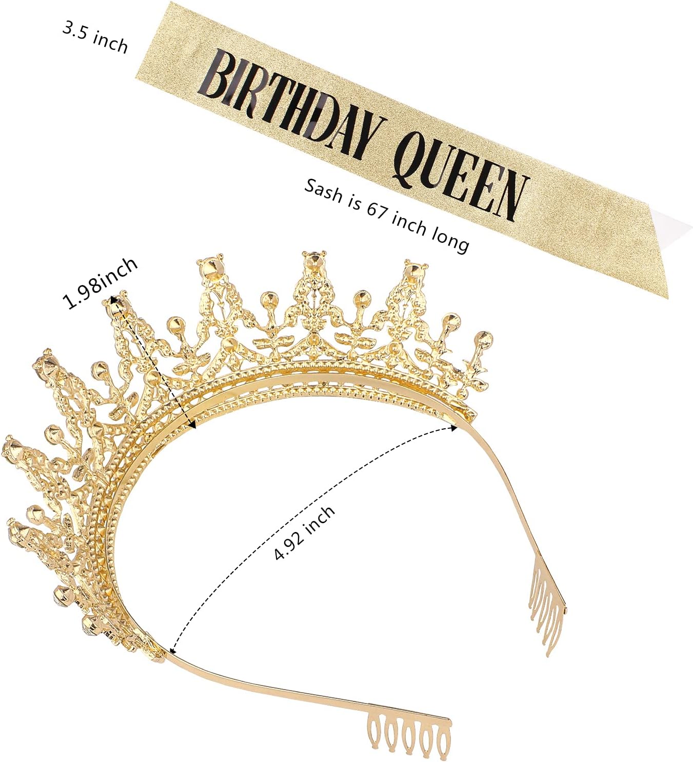 COCIDE Birthday Tiara and Crown for Women, Sash for Girls, Decorations Set, Rhinestone Crystal Hair Accessories for Birth Day Party Headband Cake Toppers - Image 7
