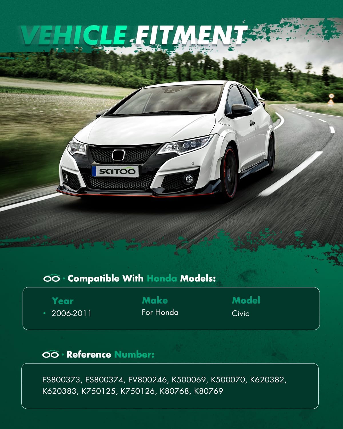 SCITOO 12pcs Suspension Kit 2 Lower Control Arm 2 Lower Ball Joints 2 Front 2 Rear Sway Bar End Link 2 Outer 2 Inner Tie Rod End Link fit for Honda CIVIC 2006-2011 K80769