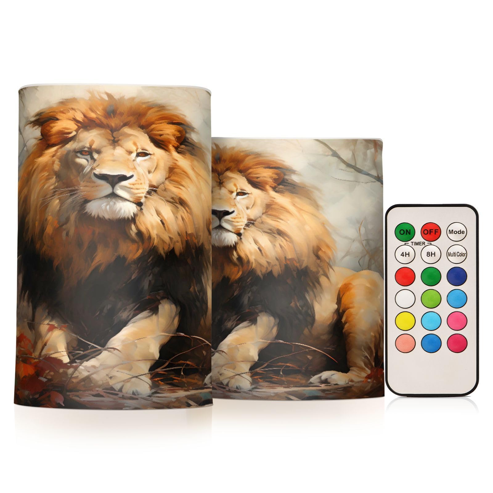ALAZA Lion (13) Flickering Flameless Candles Battery Operated with Remote Timer,Tea Light Candles LED Pillar Votive Candles Set of 2 for Outdoor Indoor Decorations
