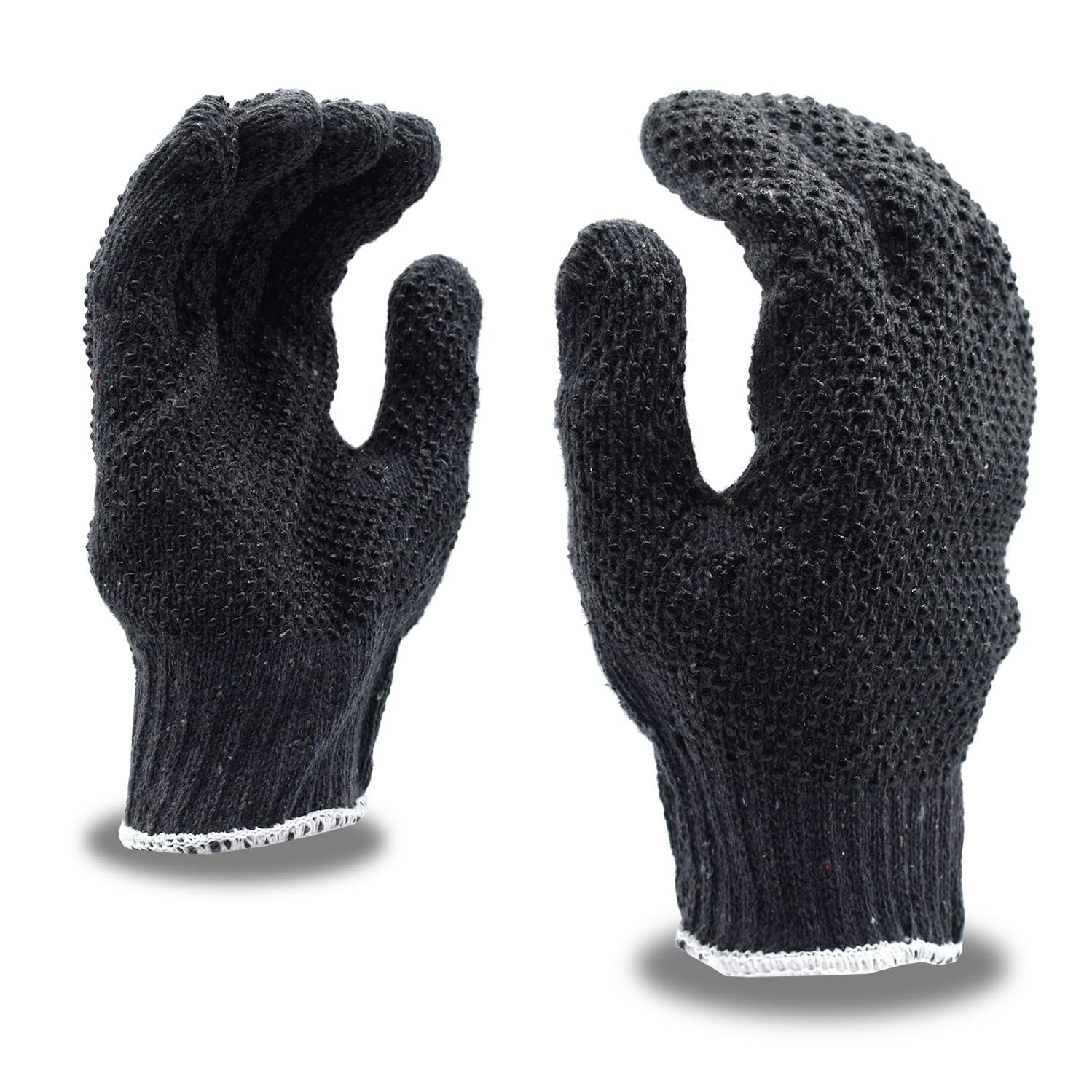 Cordova 3855GS Medium Weight Gloves, Gray, Poly/Cotton Machine Knit, 2-Side PVC Dots, Small, 12-Pack