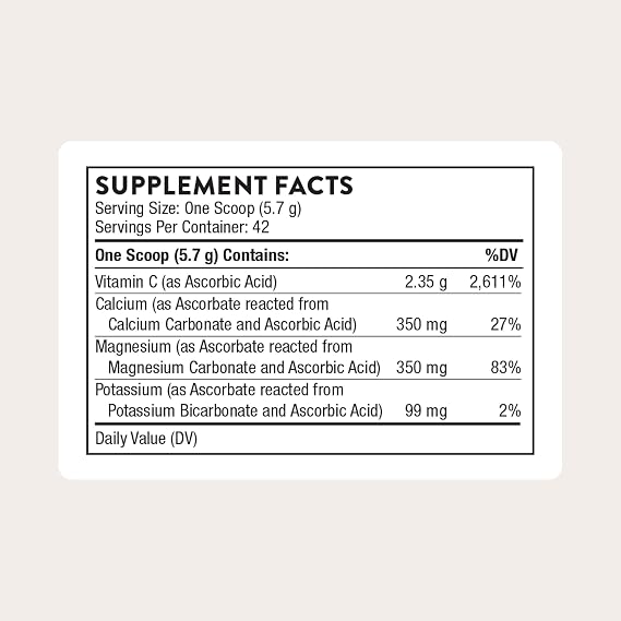 THORNE - High Potency Vitamin C - Ascorbic Acid with Calcium, Magnesium & Potassium - Healthy Immune Function & Antioxidant Support* - Third-Party Certified - Gluten, Dairy & Soy-Free - 42 Servings