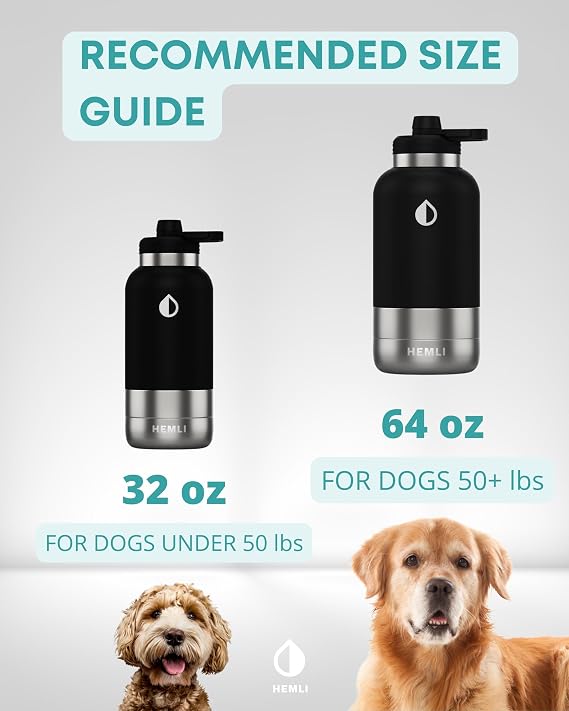 Dog Water Bottle, Insulated Dog Travel Water Bottle, Stainless Steel Pet Water Bottle Dispenser Portable Food and Water Bowl for Dogs with Carrying Case for Walking Dog Canteen Travel Kit