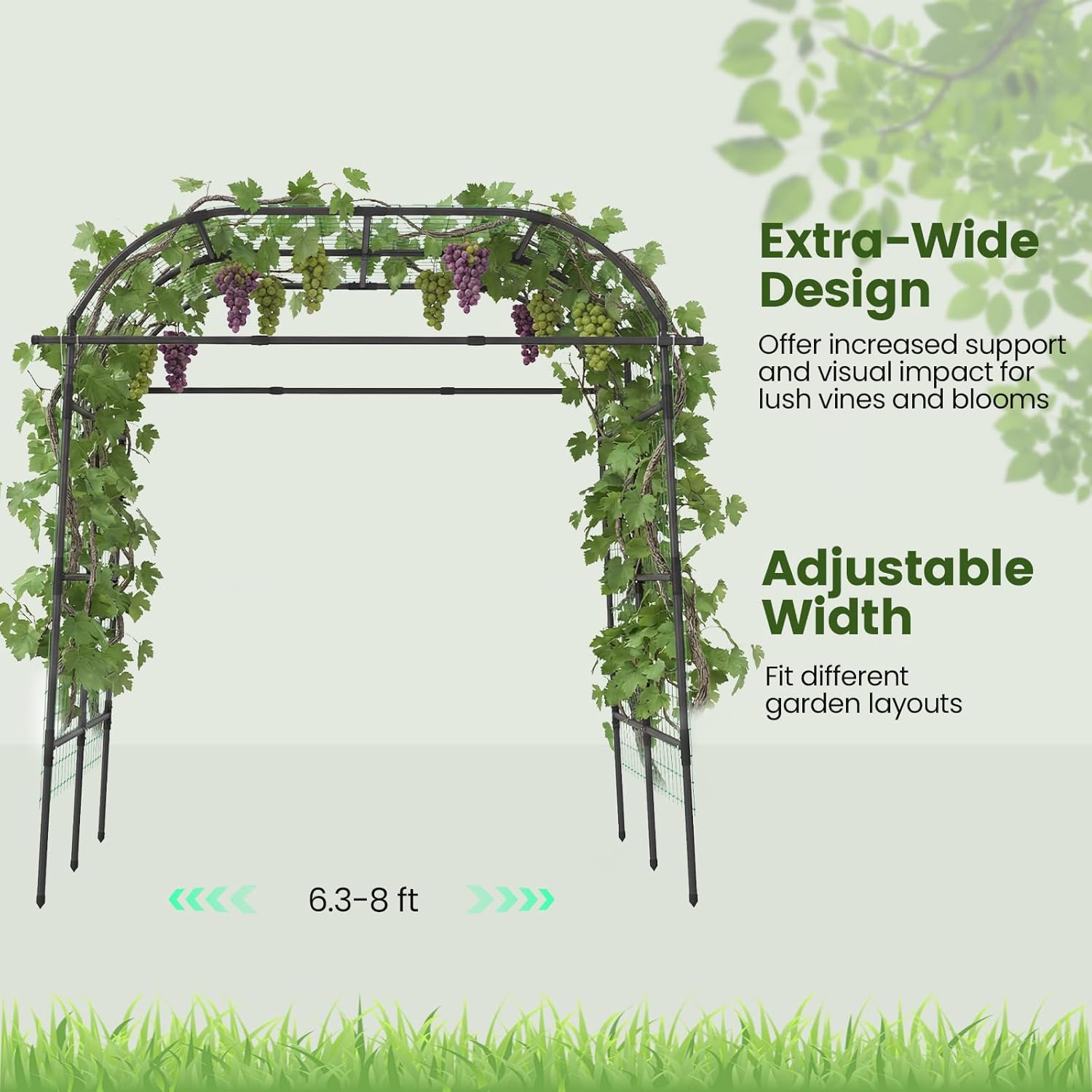 Giantex Metal Garden Arch Trellis for Climbing Plants Outdoor, 7.5FT Tall Adjustable Cucumber Trellis Tunnel for Raised Garden Bed, Extra Wide Garden Trellis Arch Support Vegetables Vine