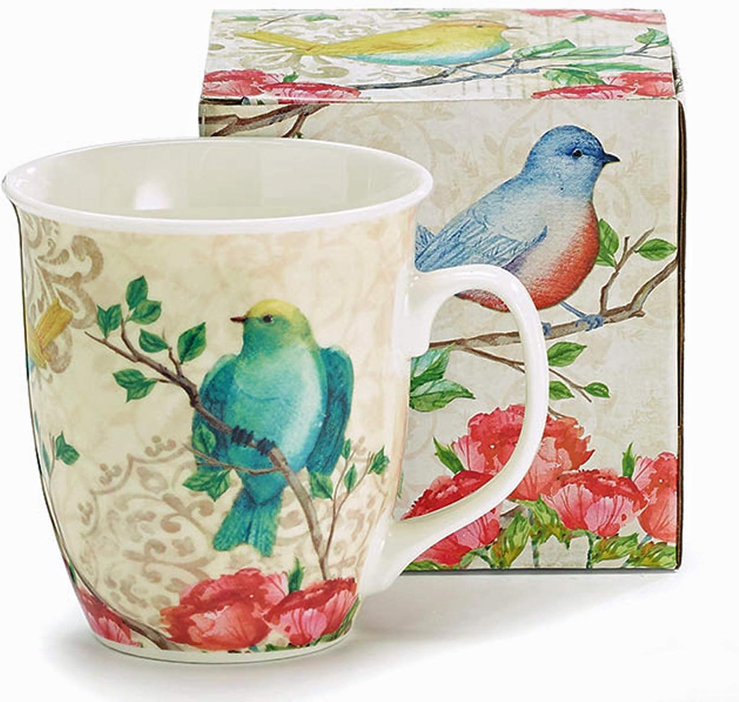 Burton & Burton Birds and Flower Blossoms Coffee Mug