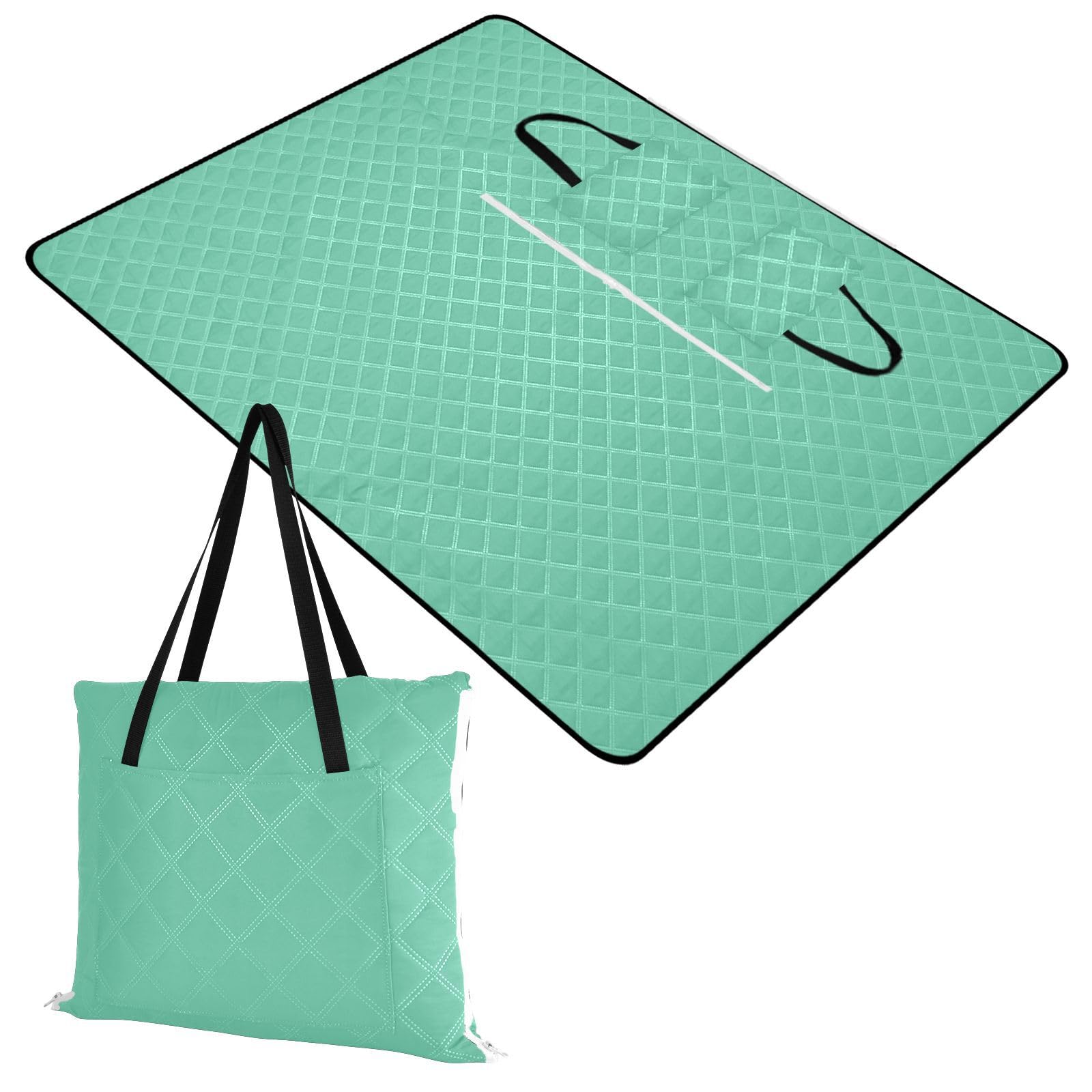 Manta de picnic portátil para adultos, color verde liso, impermeable, accesorios de playa, tamaño mediano, color verde