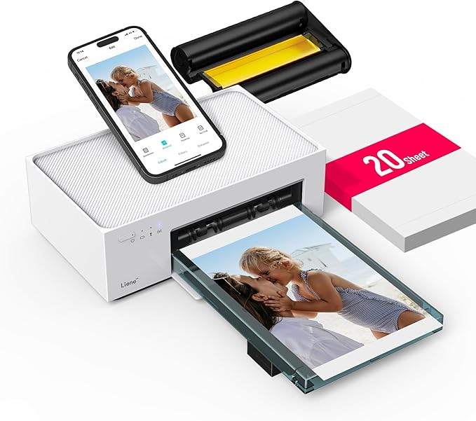 Liene 4x6'' Photo Printer, 20 Sheets, Full-Color, Instant Printer for iPhone