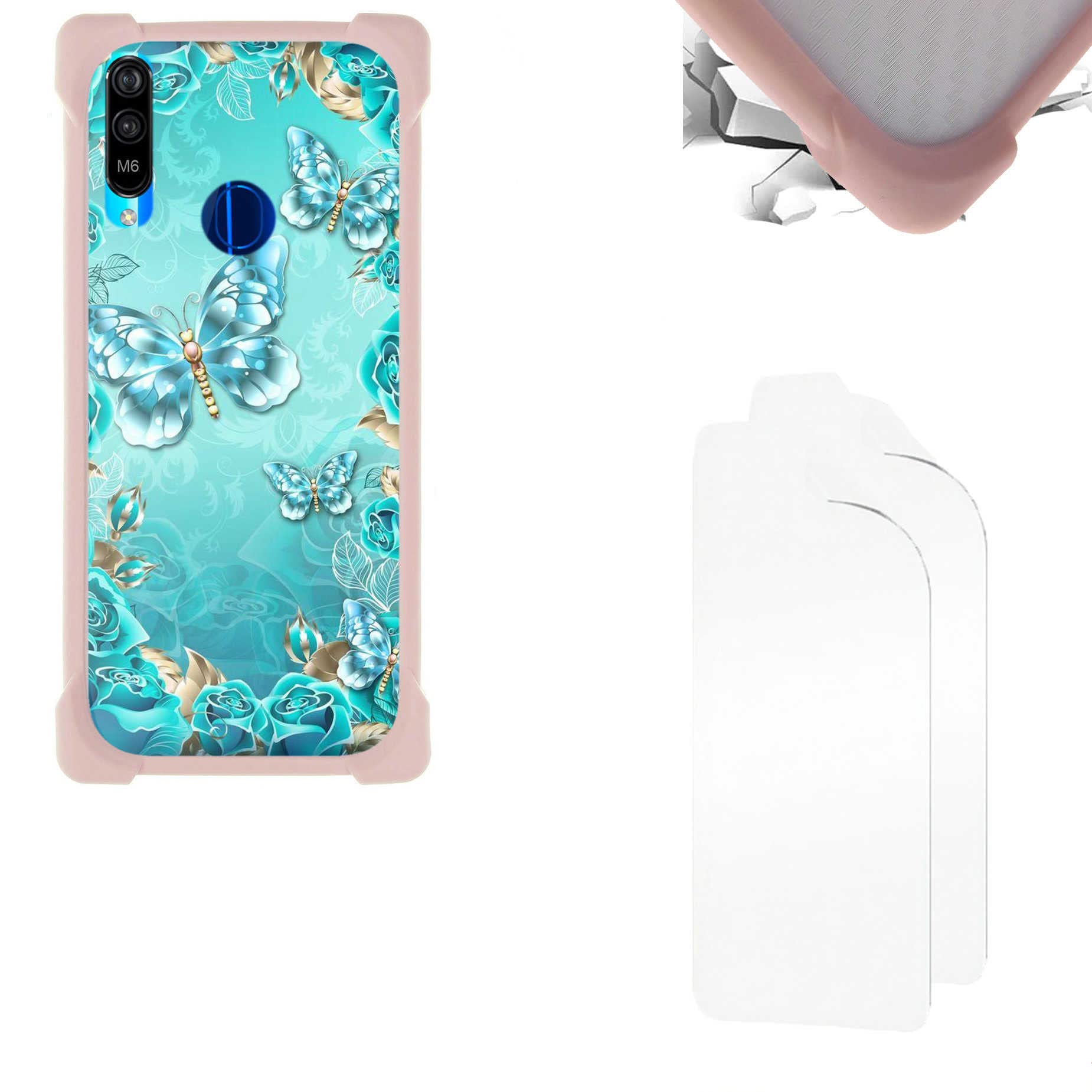 Oujietong Case Compatible For BEAFON BEA-FON M6 premium Phone Case Cover + Film Soft TPU Screen Protector PC Backplane Soft Frame KB-YHD