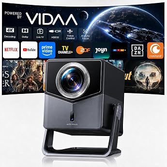 Projector 4K [Fastest VIDAA OS] Compatible with Netflix &amp; Dolby Audio, 1400ANSI 1080P Smart Projector Home Cinema Auto Focus 