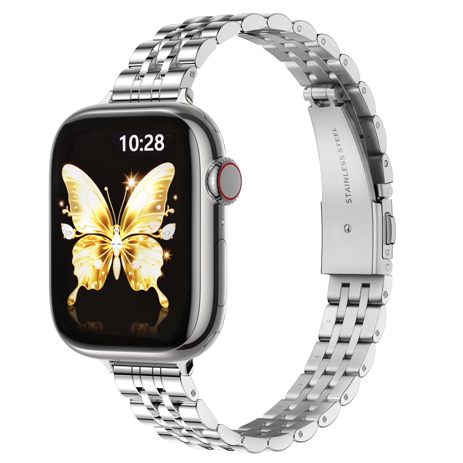 Strap Compatible Apple Watch Straps 44mm 42mm(Series 1 2 3) 45mm 46mm(Series 11 10) 49mm for Women Men,Slim Stainless Steel Replacement Strap for iWatch Series 11 10 9 8 7 6 5 4 3 2 1,SE/Ultra