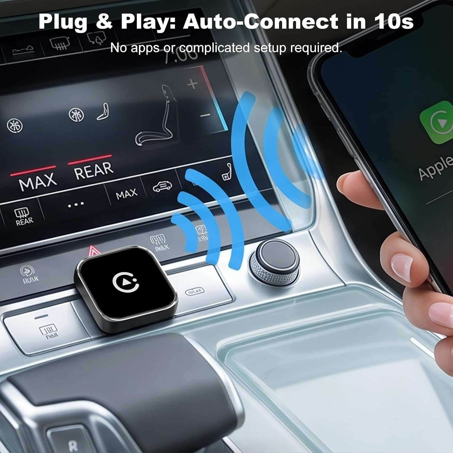 2026 New Wireless CarPlay Adapter, Compatible CarPlay & Android Auto, Plug and Play CarPlay Dongle, Fast Auto-Connect, Type-C & USB Cable Included, Supports iOS 10+ & Android