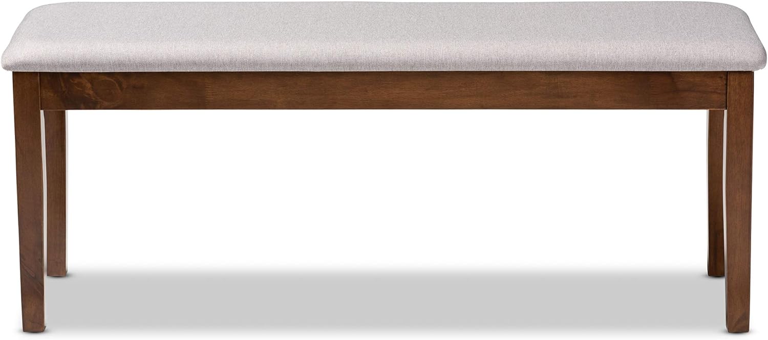 Baxton Studio Teresa Modern and Contemporary Transitional Grey Fabric Upholstered and Walnut Brown Finished Wood Dining Bench