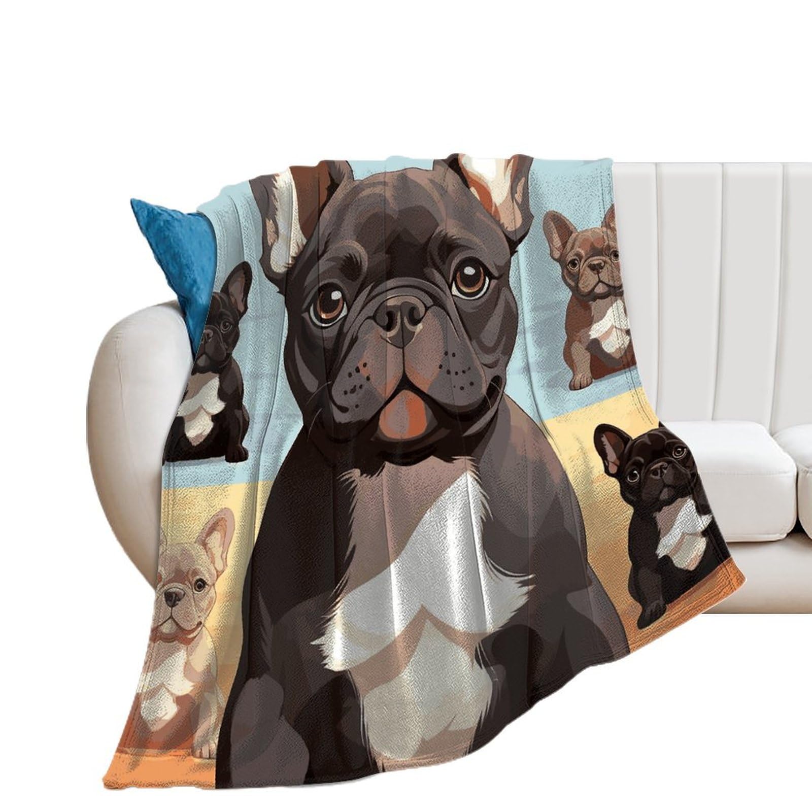 Couverture en microfibre flanelle bouledogue français de qualité supérieure