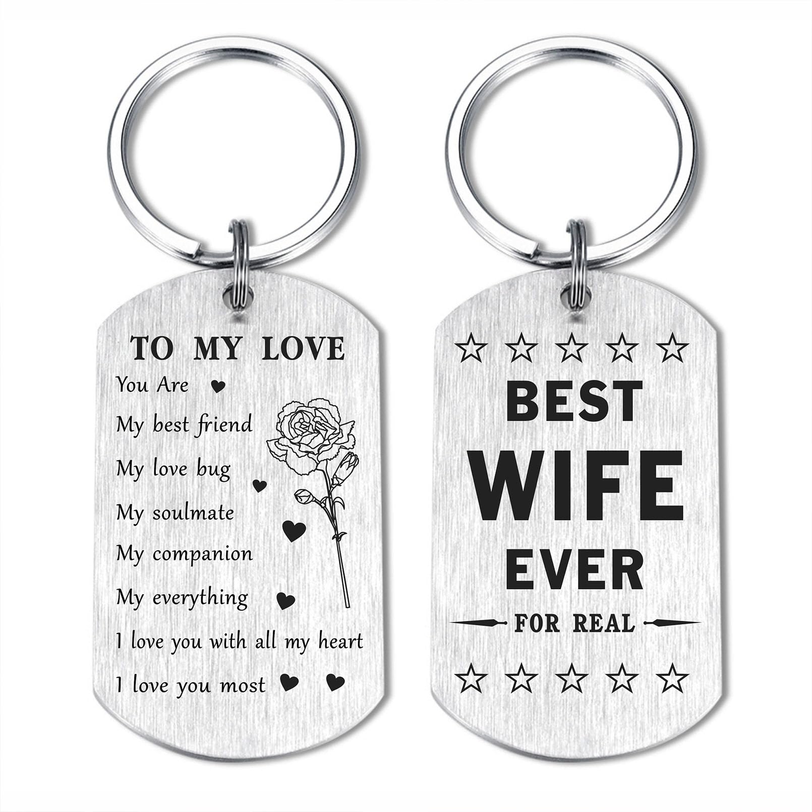 SOUSYOKYO Wife Valentines Day Gifts from Husband, Best Wife Ever Keychain, Wife Anniversary Birthday Present