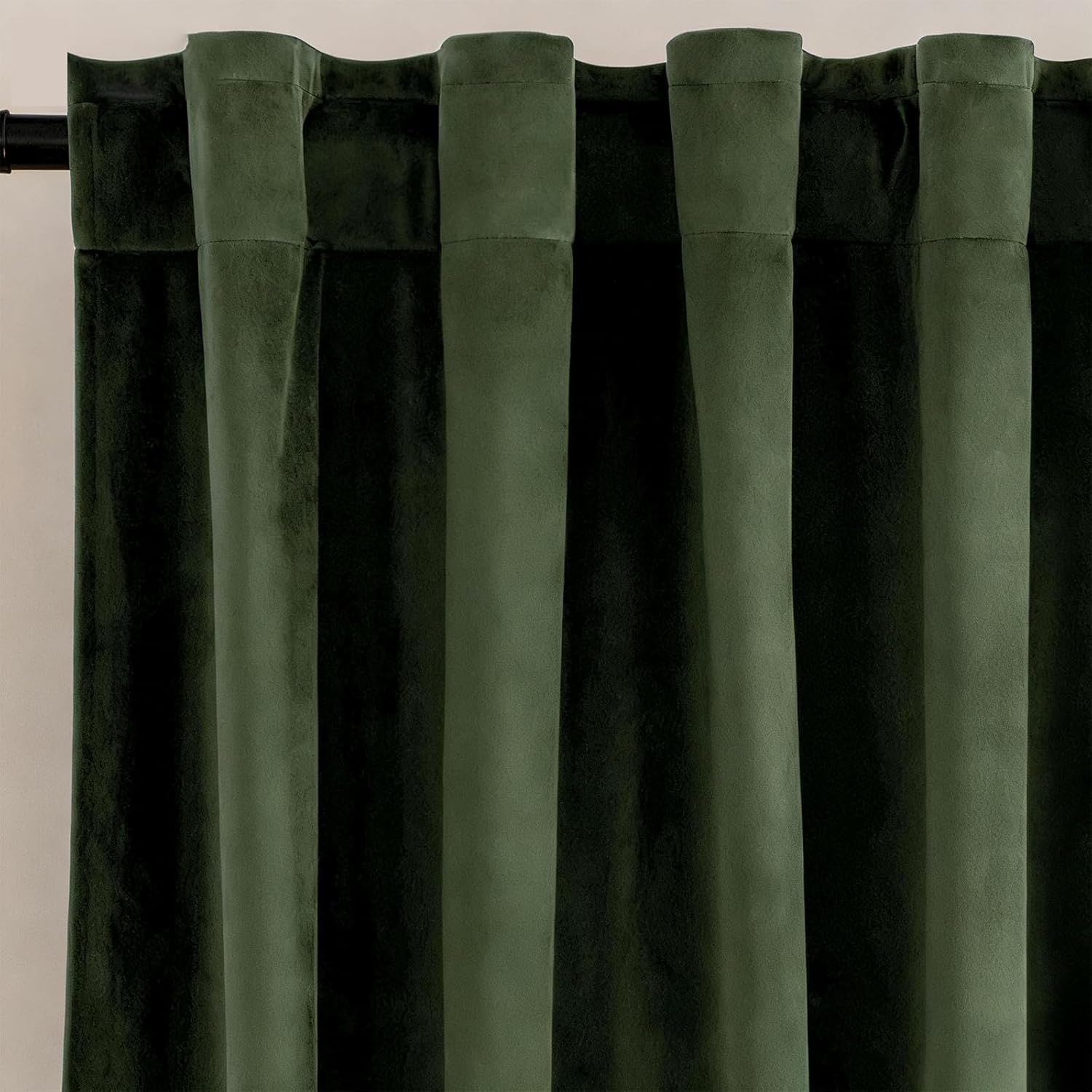 Velvet Blackout Curtains 52" W x 84" L - Olive Green Room Darkening Drapes with Rod Pocket & Back Tab, 2 Panel Set for Bedroom Living Room