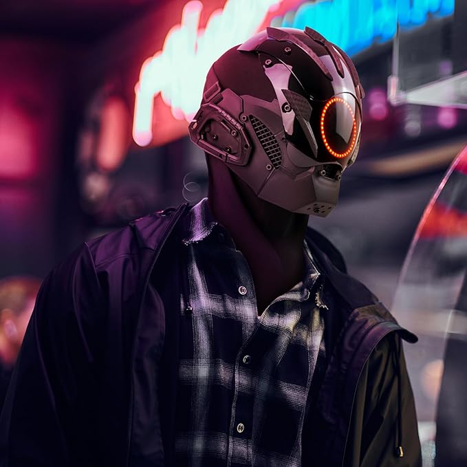 Máscara LED Punk para Hombre - Tira Ajustable, Neón Sci-Fi miniatura 4