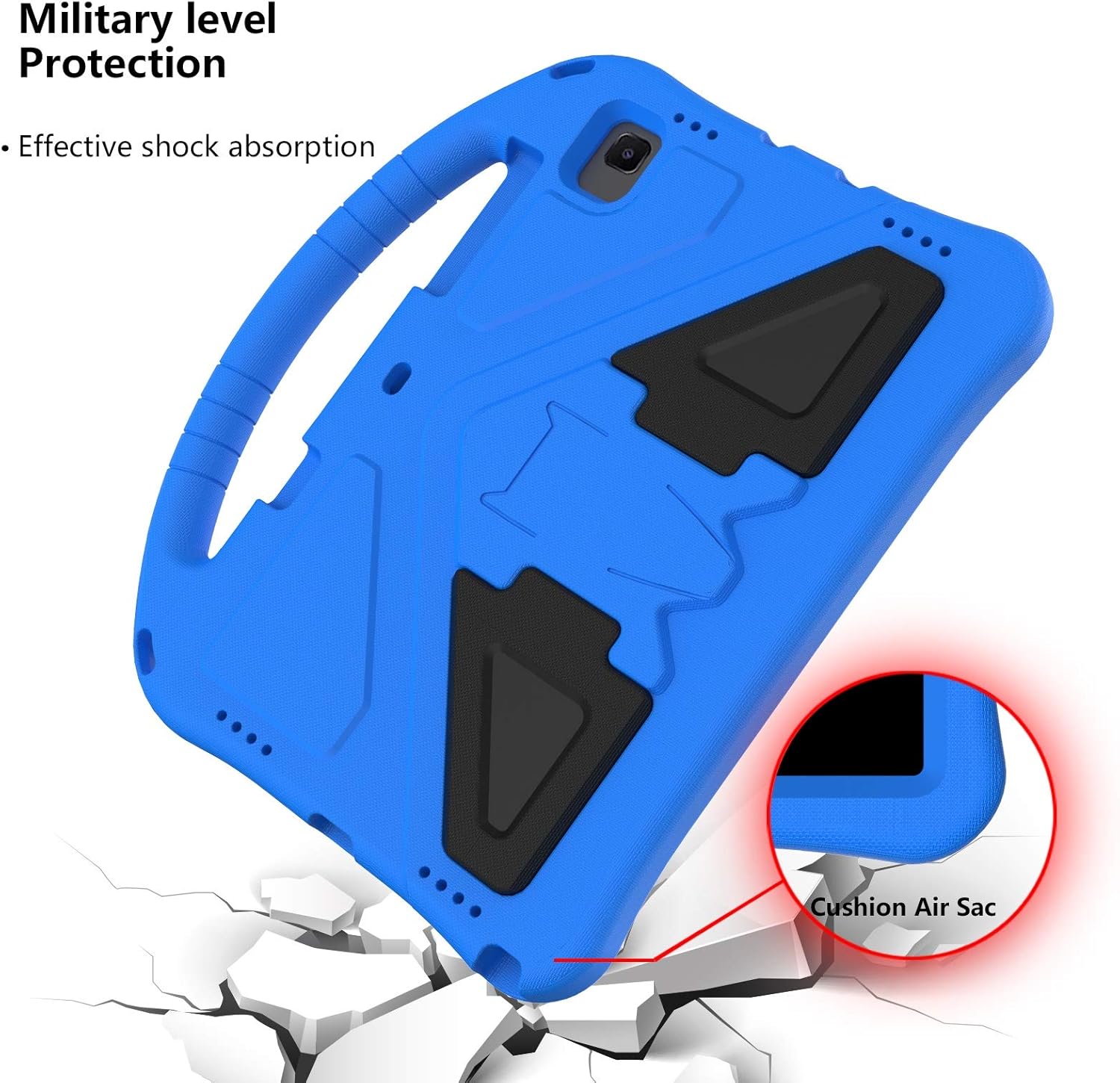 Anti-Yellowing Tablet Case Kids Case Compatible with Samsung Galaxy Tab S6 10.5 (2019) SM-T860, Drop Proof and Impact Resistance Protective Case Handle Shoulder Strap(Blu)