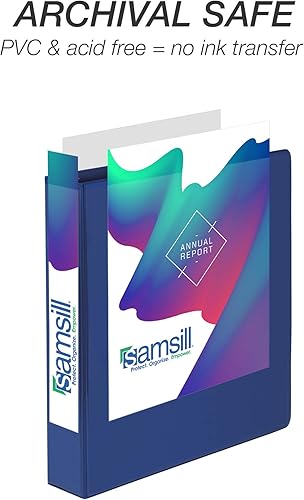 Vista 12 de Samsill Carpeta duradera de 1.5 pulgadas, fabricada en los Estados Unidos, carpeta de anillos en D, carpeta transparente personalizable, surtido