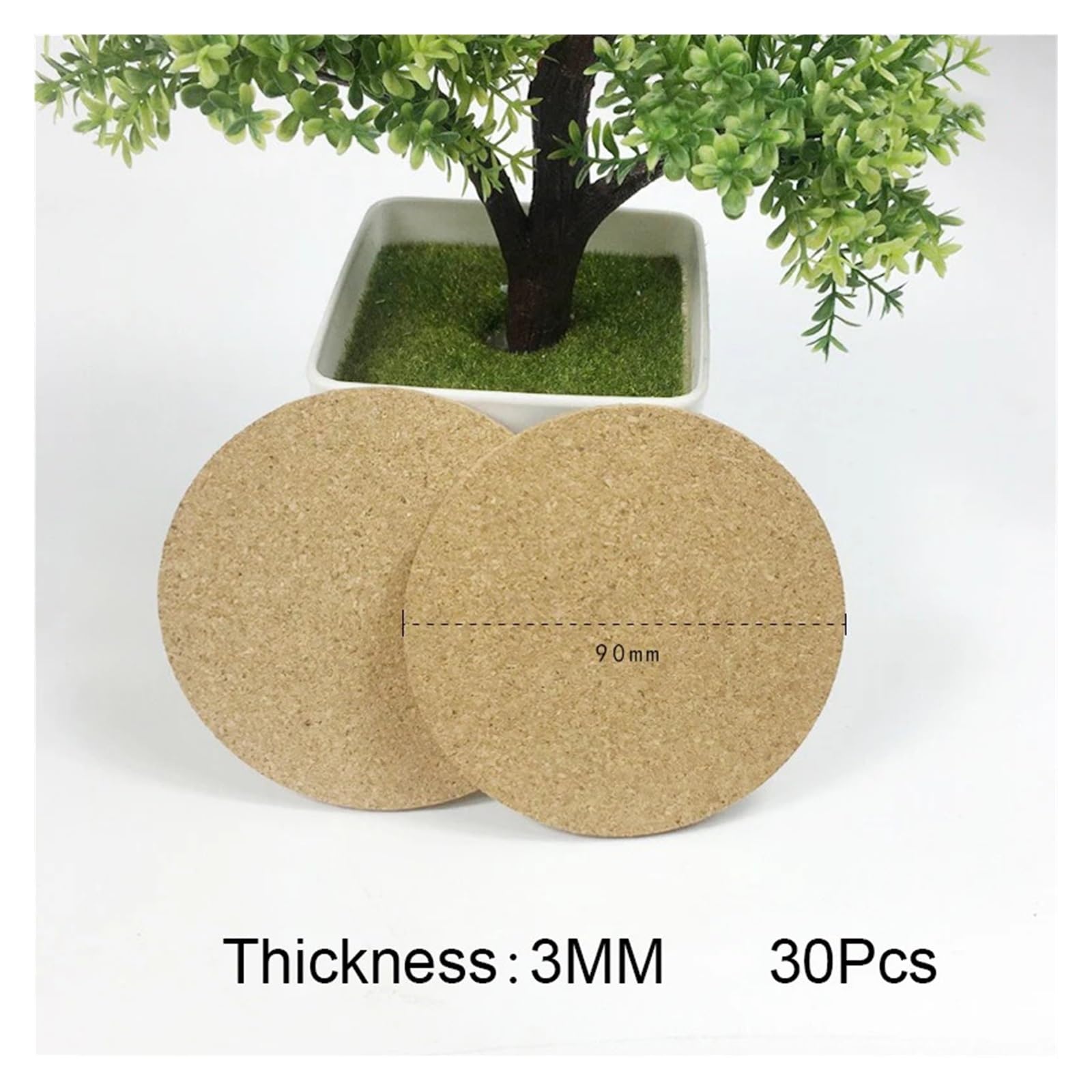 sous-Verres en liège, Coussinets de Fond Tasse Table for Le café et la Boisson Quotidienne(30PCS 90 x 3mm)